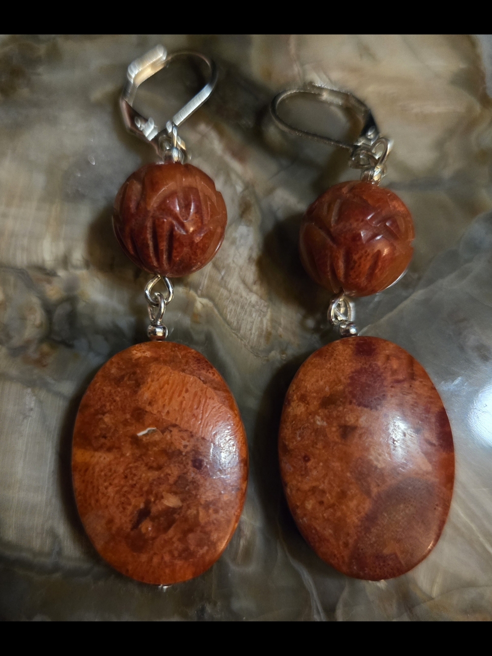 Artisan Sponge Coral Earrings